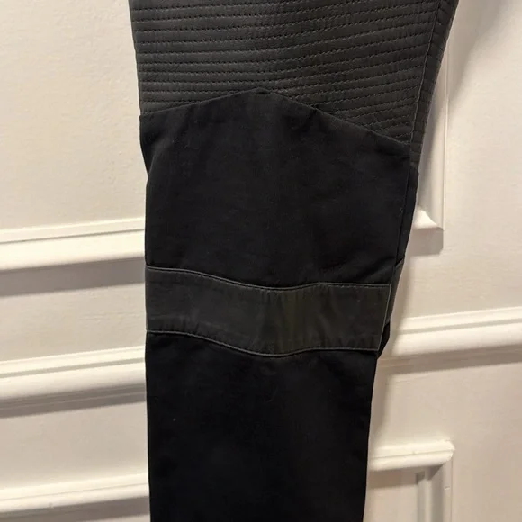 DIESEL Black Moto Biker Jeans Pants w/ Lambskin Leather Panels (Size 33x29)